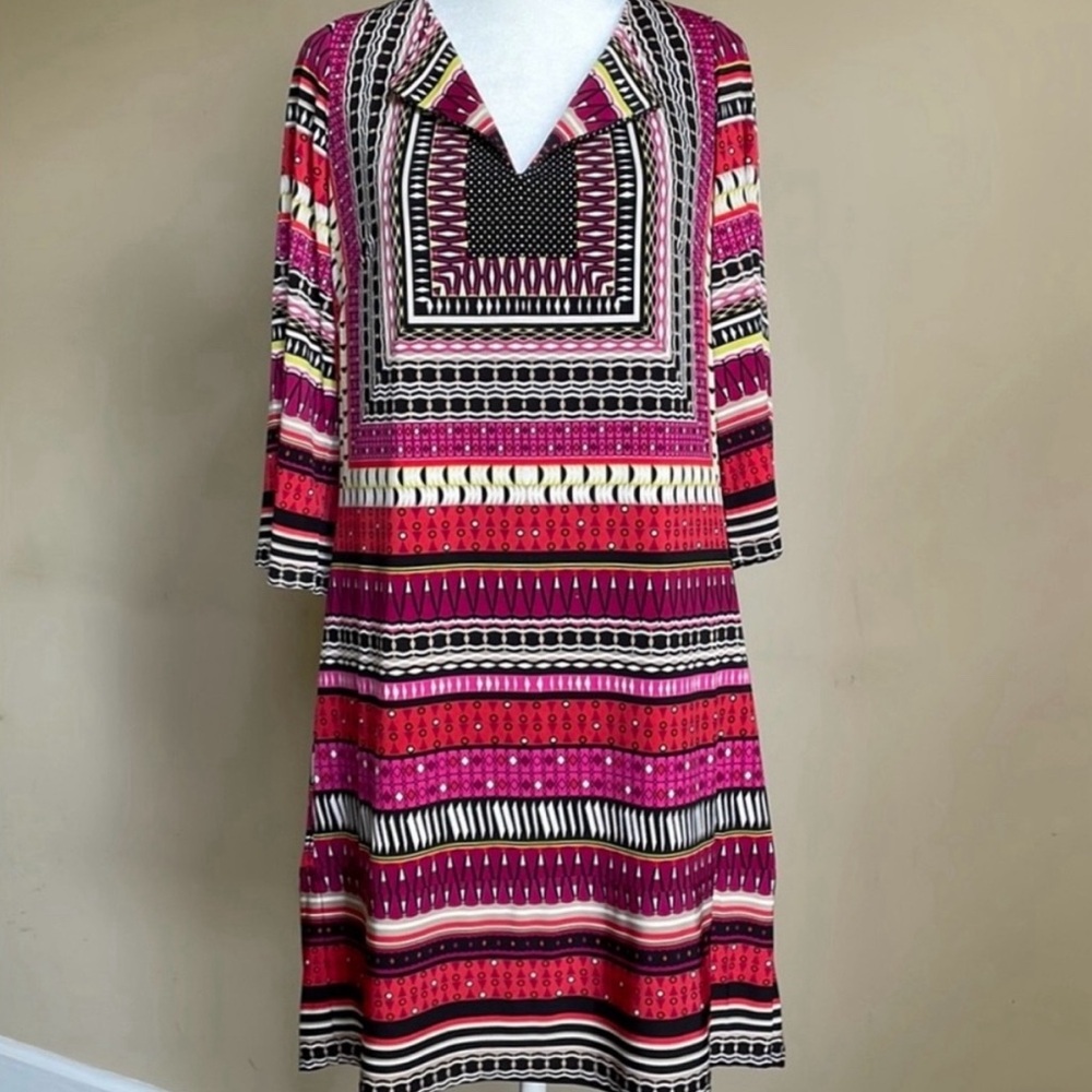 🌸Laundry By Shelli Segal Multicolor Patterned Knit Shift. Comfy fit. Size SP.